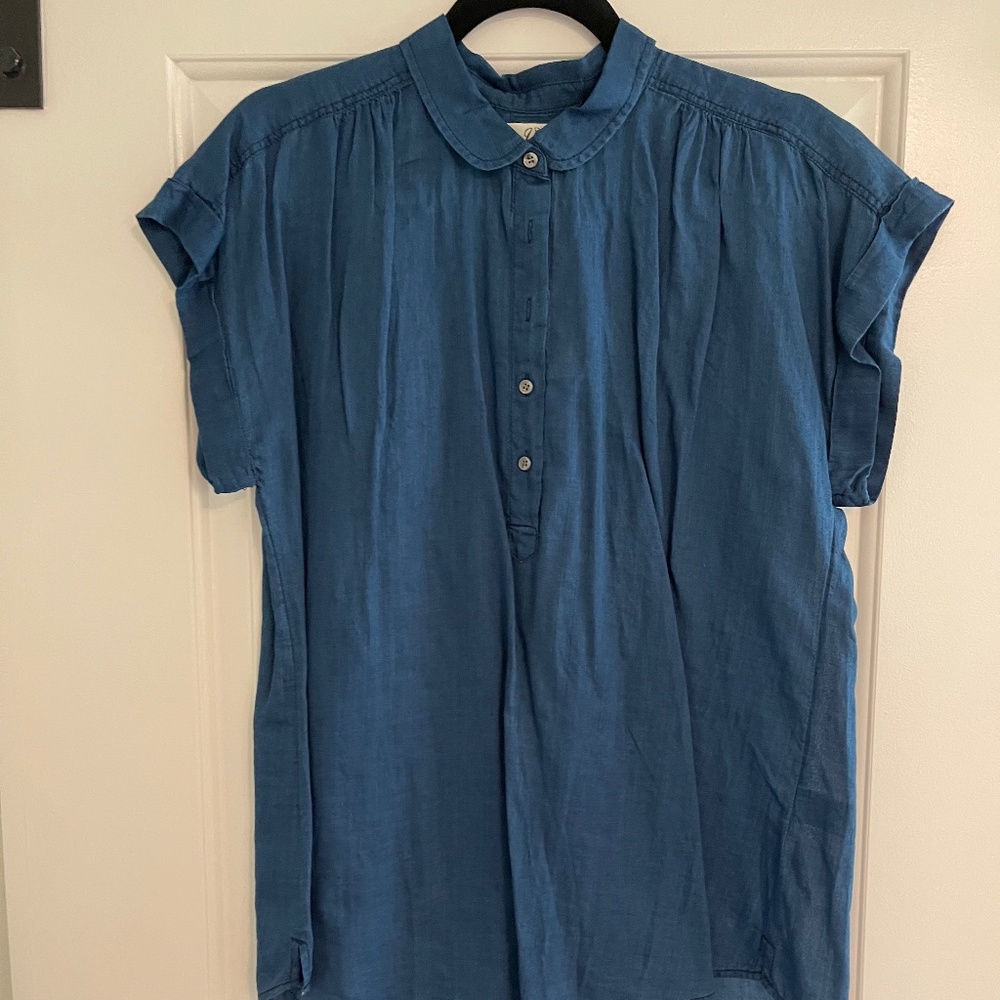 JCrew Shortsleeve Denim Blouse